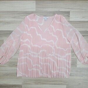 NINE WEST Womens Pink Flowy Vneck Blouse Size Medium